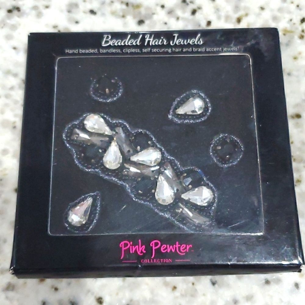 Pink pewter beaded hair jewelry,  NWT